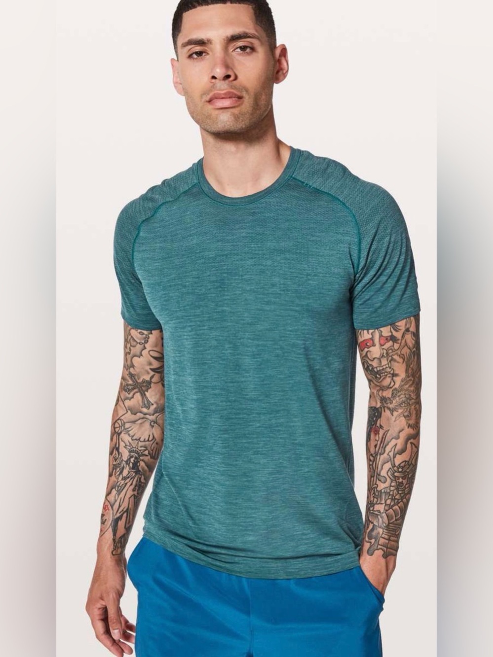 Lululemon Men's Size LARGE Metal Vent  Performance Crew Neck Shirt Mystic Green